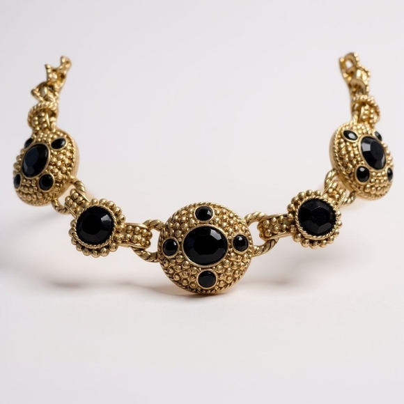 Swarovski Vintage Gold-Tone Necklace with Black Crystals - Picture 1 of 5